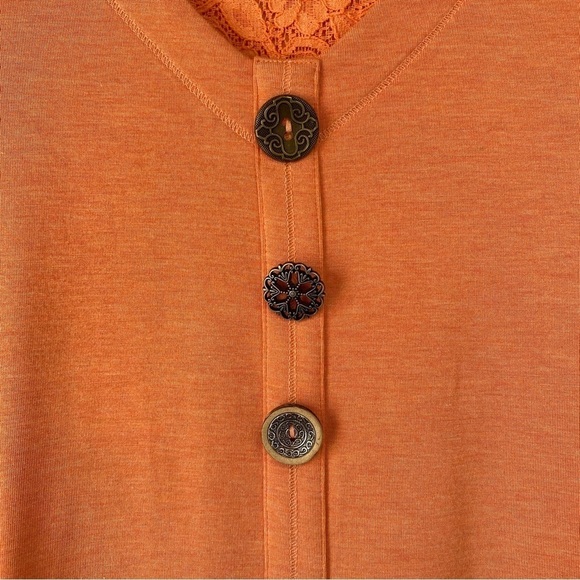 Soft Surroundings Coral Maddalena Tunic Top Decorative Button Sz M - Picture 2 of 7